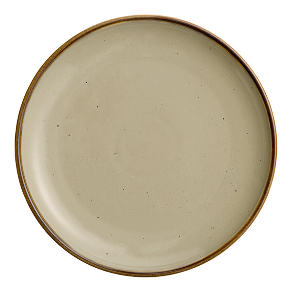 Acopa Keystone 10 1/2" Granite Gray Porcelain Coupe Plate - Sample