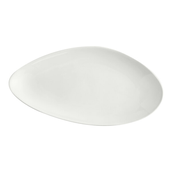 An Acopa Nova cream white slim triangle coupe stoneware plate.