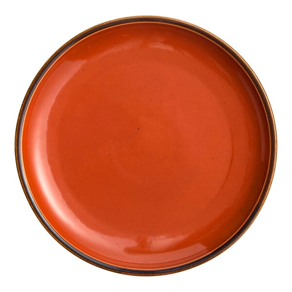 Acopa Keystone 10 1/2" Sedona Orange Porcelain Coupe Plate - Sample