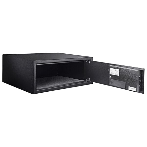 a black box with a shelf