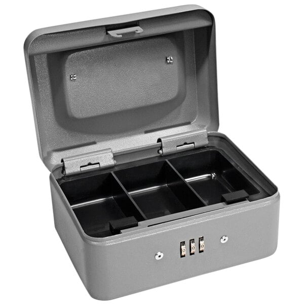 BARSKA 6 Inch  Steel Compact Cash Box w/ Combination Lock in Grey CB11782 