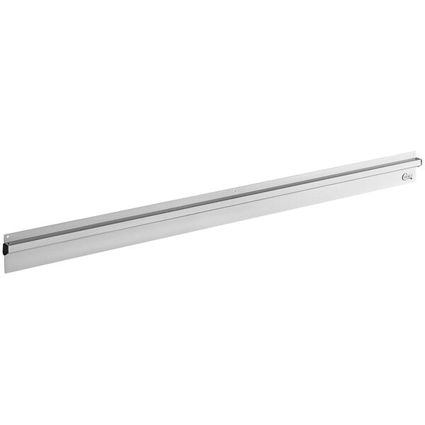 A white rectangular aluminum bar with a long metal screw on the end.