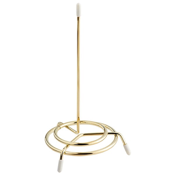 A brass-plated iron check spindle with a round base.