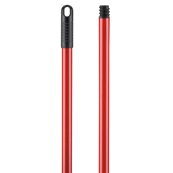 A red tube with black and white text on a white background.