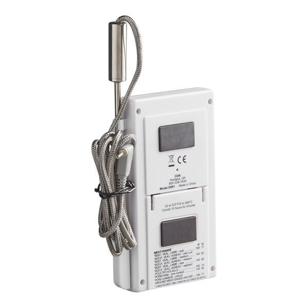 CDN DSP1-W 6 3/4" White Digital Dual-Sensing Cooking Thermometer and 10 Hour Kitchen Timer with 39" Cord