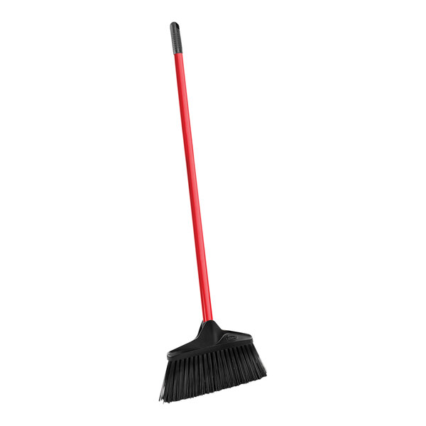 A Libman Housekeeper broom with a red handle.