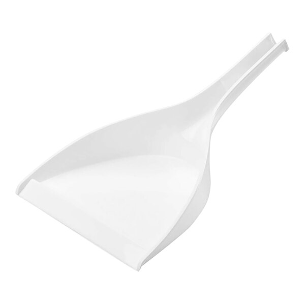 A white plastic scoop with a long handle.