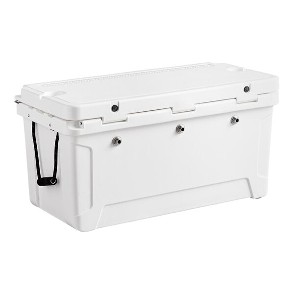 A white CaterGator jockey box with black handles.