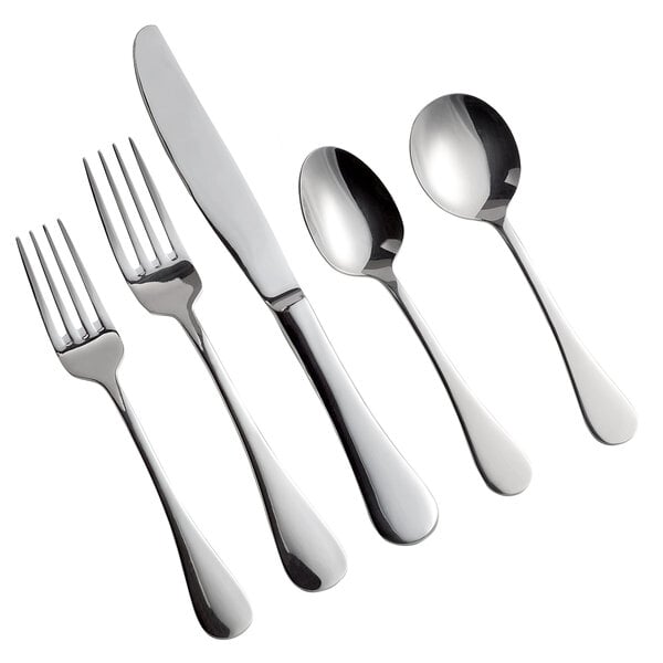 An Acopa Vernon stainless steel flatware set with a fork and spoon.