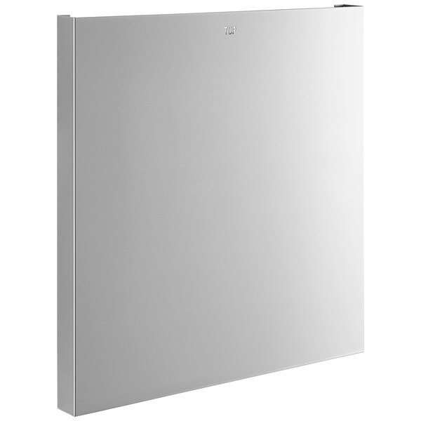 A white rectangular metal heat shield with a black border.