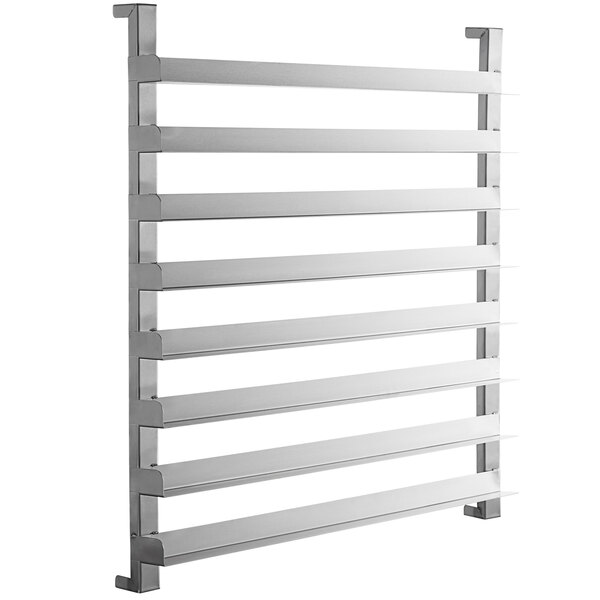 a metal rack with several shelves