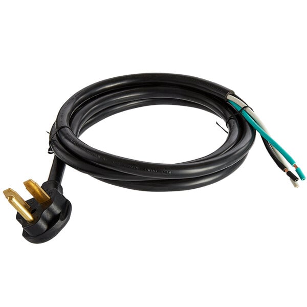 A black Moffat Turbofan power cord with a plug and three cables.