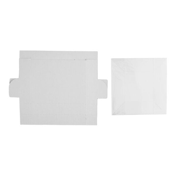 A white adjustable cardboard cake or bakery box shown flat and partially assembled.