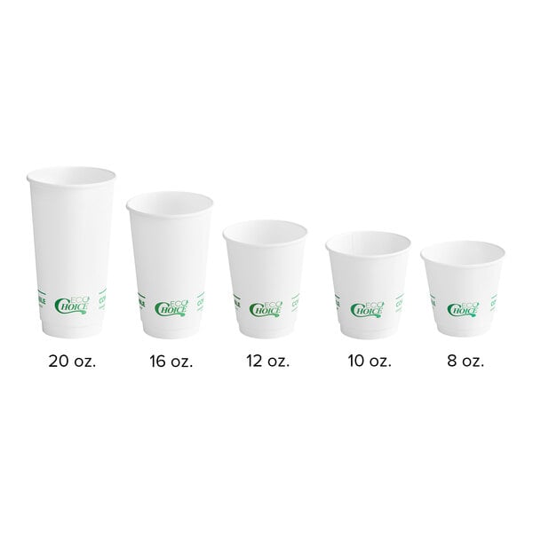 An EcoChoice white paper hot cup with a green band.