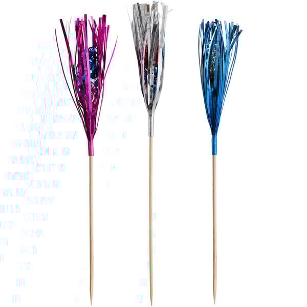 a close-up of a purple feathered shuttlecock