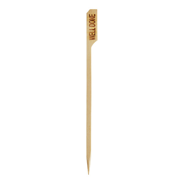 A bamboo EcoChoice meat marker with the word "well" on it.