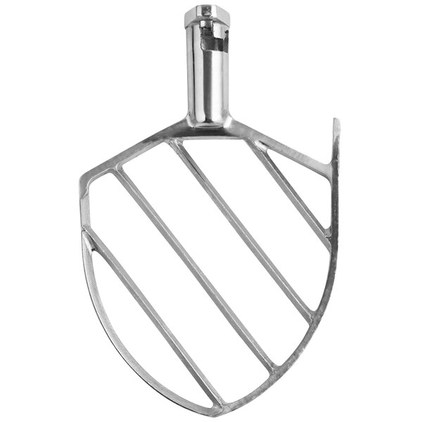 A silver metal Eurodib flat beater with a metal handle.