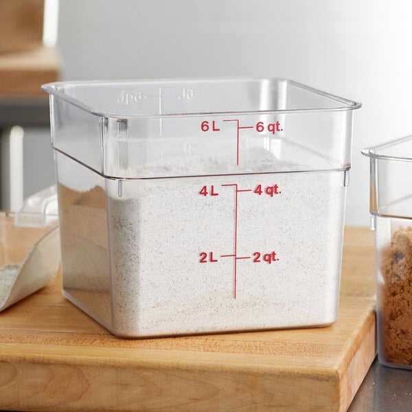Cambro Clear Li 6sfscw135 CamSquare Food Container With Lid 6 QT Set of 2 for sale online 