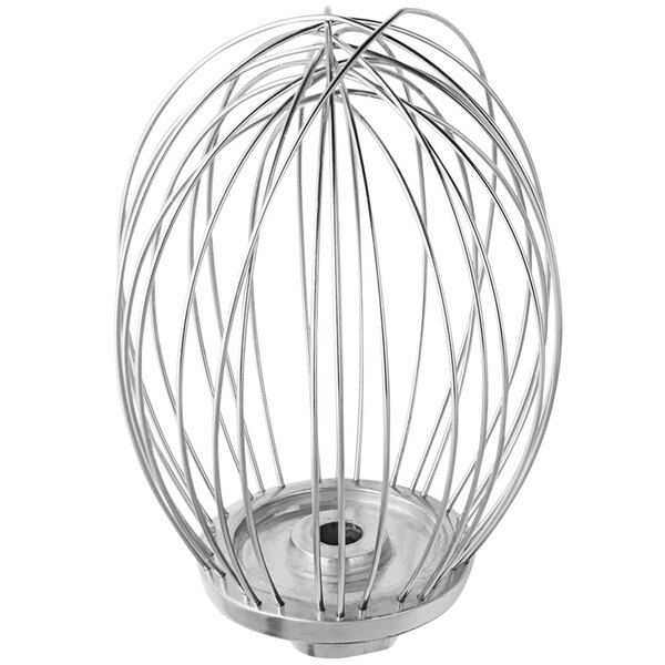 A silver metal wire whip with a ball on the end.