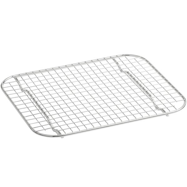A Vigor stainless steel wire pan grate with a grid on it.