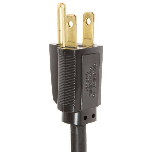 A black power cord with gold tips for a Bloomfield coffee brewer.
