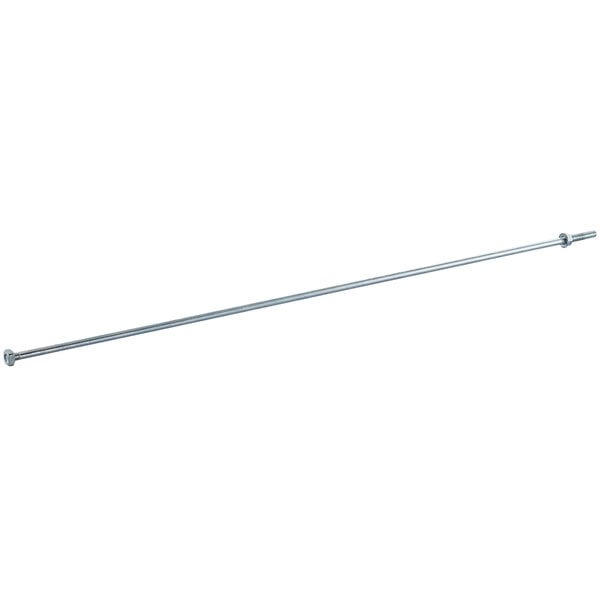 A long metal rod with a white background.