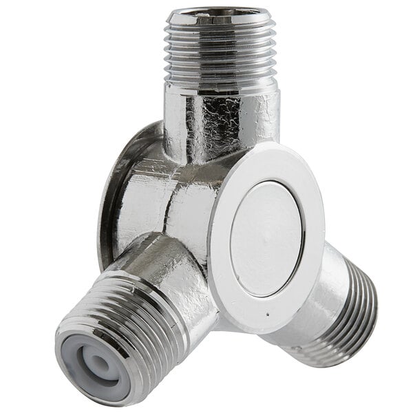 a silver metal object with a white circle