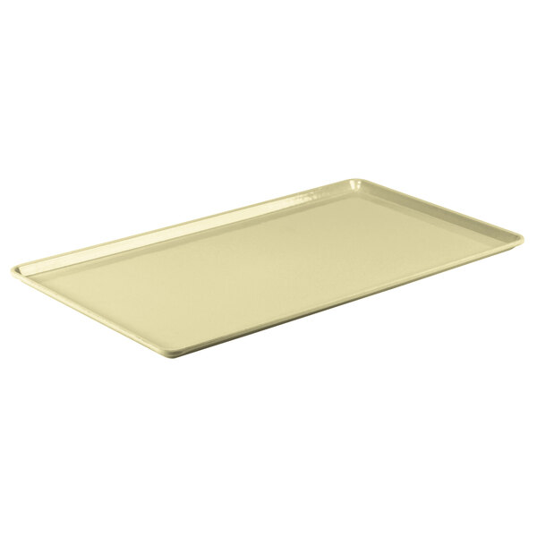 A close-up of a rectangular white Cambro dietary tray.