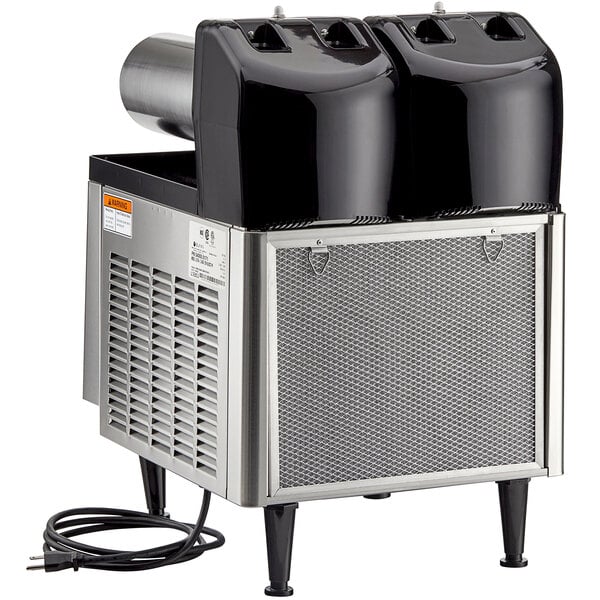 A close-up of a black and stainless steel base for a Bunn Ultra-2 machine.