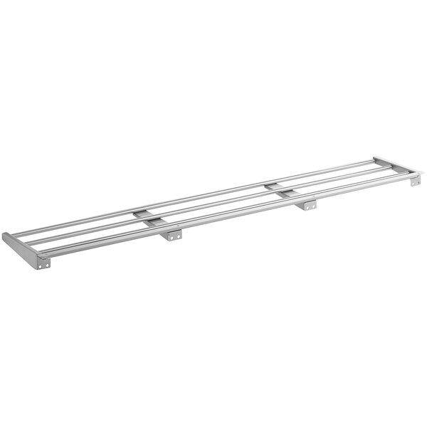 An Avantco stainless steel tray slide with four metal bars.