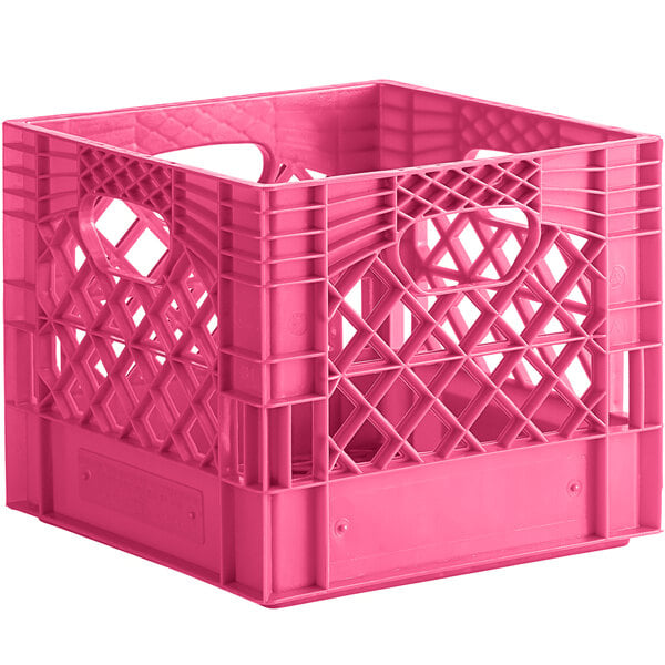 Pink 16 Qt. Customizable Square Milk Crate - 13 x 13 x 11