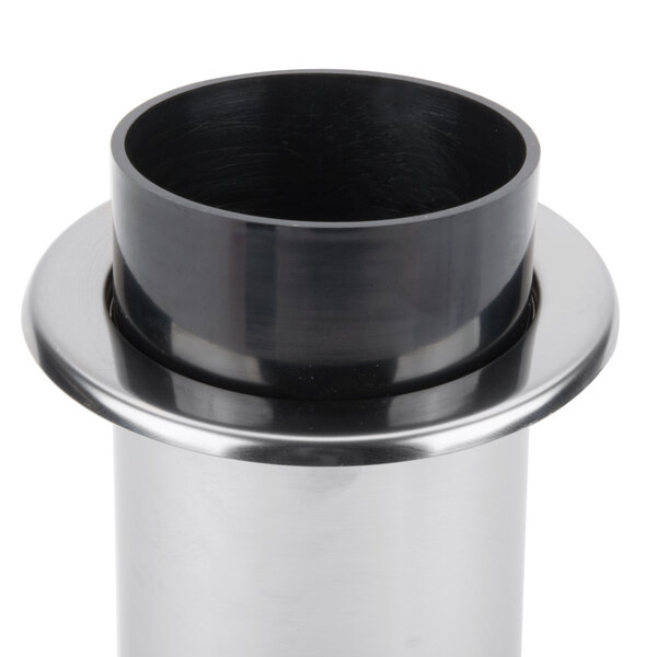 A stainless steel San Jamar In-Counter Straw Dispenser.