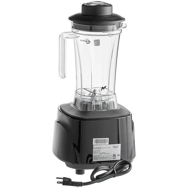 An AvaMix commercial blender with a black cord.