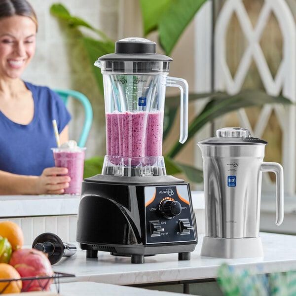 AvaMix BX2000VS 3 1/2 hp Commercial Blender with Toggle Control, Variable Speed, 64 oz. Stainless Steel Jar, and 64 oz. Tritan™ Plastic Jar - 120V