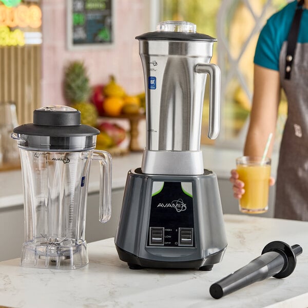 AvaMix BL2T64S 2 hp Commercial Blender with Toggle Control, 64 oz. Stainless Steel Jar, and 64 oz. Tritan™ Plastic Jars - 120V