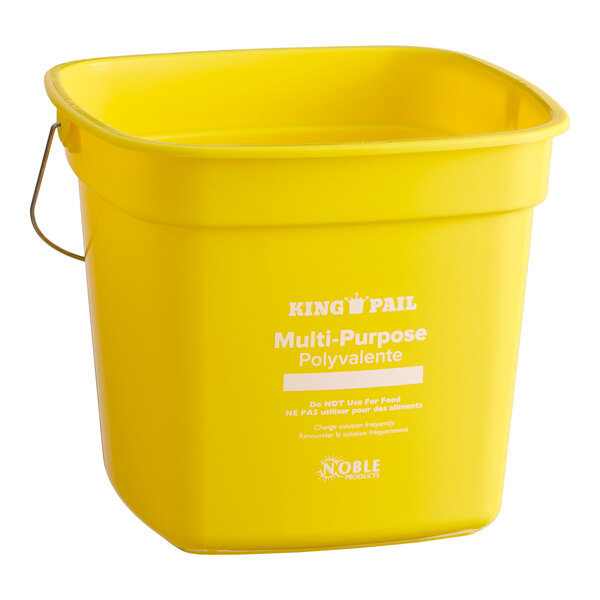 A yellow 10-quart multi-purpose cleaning pail with a metal handle.