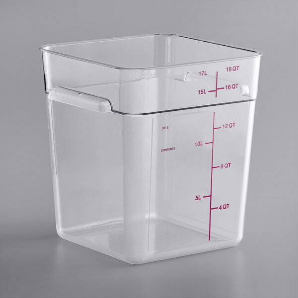 Carlisle 4 Qt. Clear Square Polycarbonate Food Storage Container and Green  Lid - 3/Pack