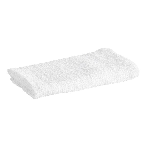 Choice 16" x 19" 24 oz. White Cotton Textured Terry Bar Towels in Bulk - 300/Case