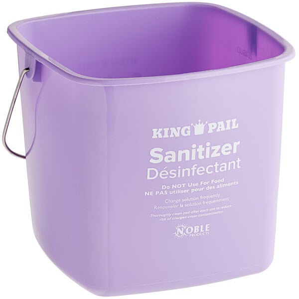 A purple Noble Products King-Pail sanitizing pail with a handle.