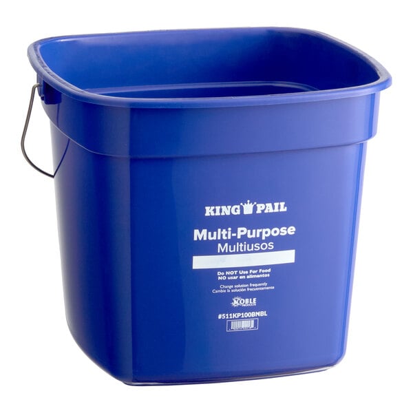 A blue 10-quart multi-purpose cleaning pail with a metal handle.