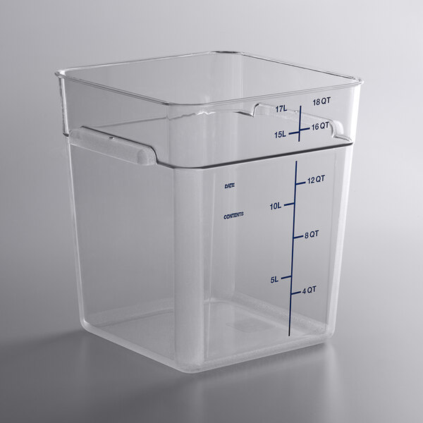 Choice 18 Qt. Clear Square Polycarbonate Food Storage Container