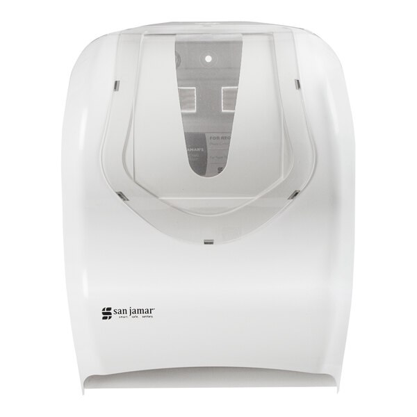 A white plastic box with a clear cover.