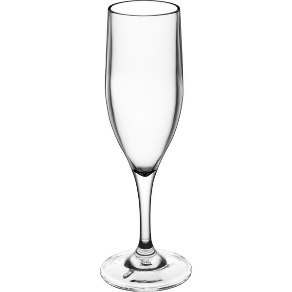 6 Clear 6 oz Cylindrical Reusable Plastic Champagne Flutes