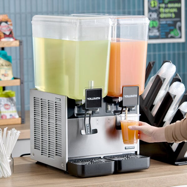 Vollrath VBBE2-37-S Double 5.28 Gallon Bowl Refrigerated Beverage Dispenser with Stirring Paddle Circulation - 115V