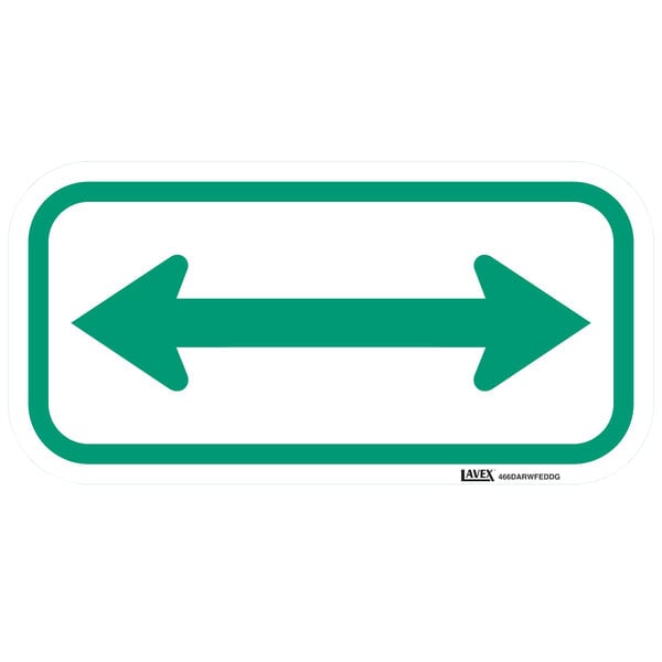 A green rectangular sign with a white border and two green arrows pointing to the right.