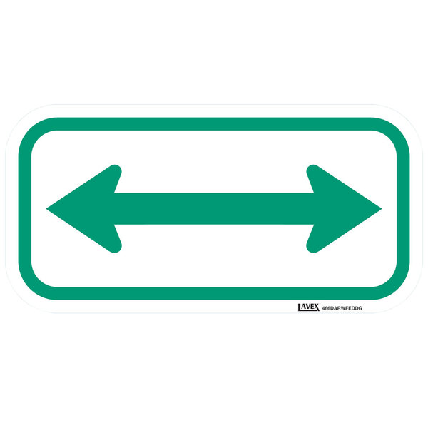 A green rectangular sign with a white border and a green right arrow pointing to the right.