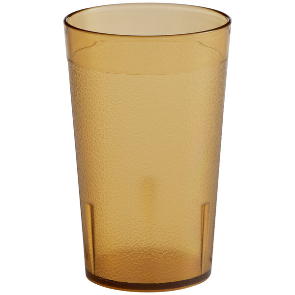 A brown plastic Choice pebbled tumbler on a white background.