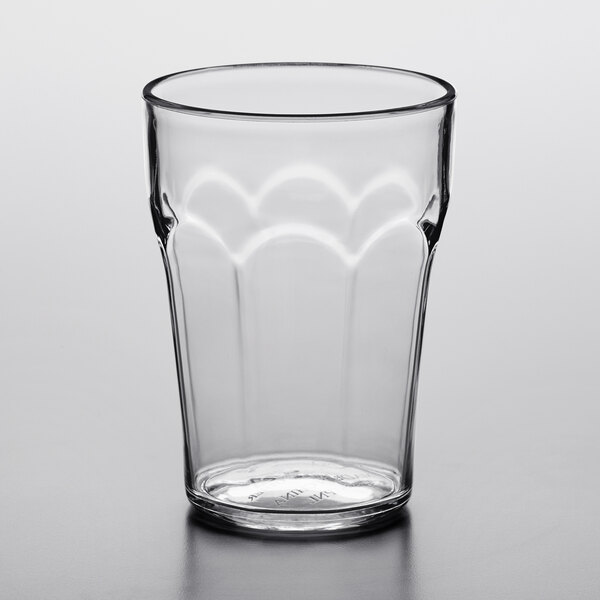 A Choice clear plastic tumbler with paneled sides and a rim.