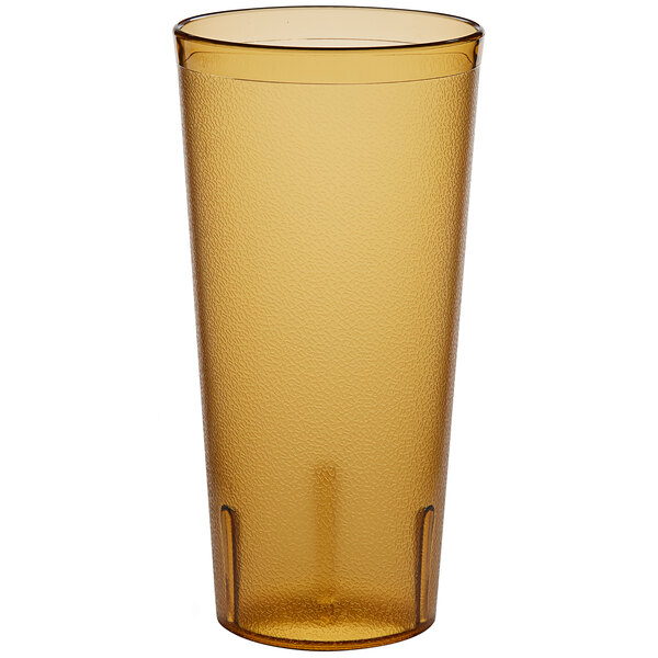 A brown plastic Choice tumbler with pebbled texture.