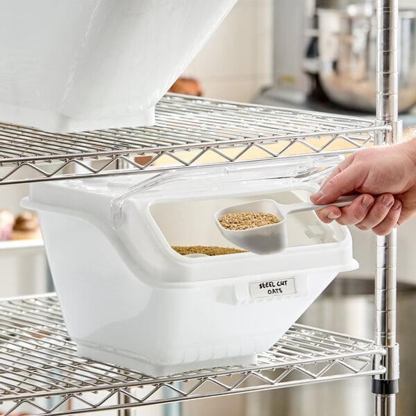 Baker's Lane 2.6 Gallon / 40 Cup Clip-In Shelf Ingredient Bin with Flip Lid, Label Sheet, and Scoop